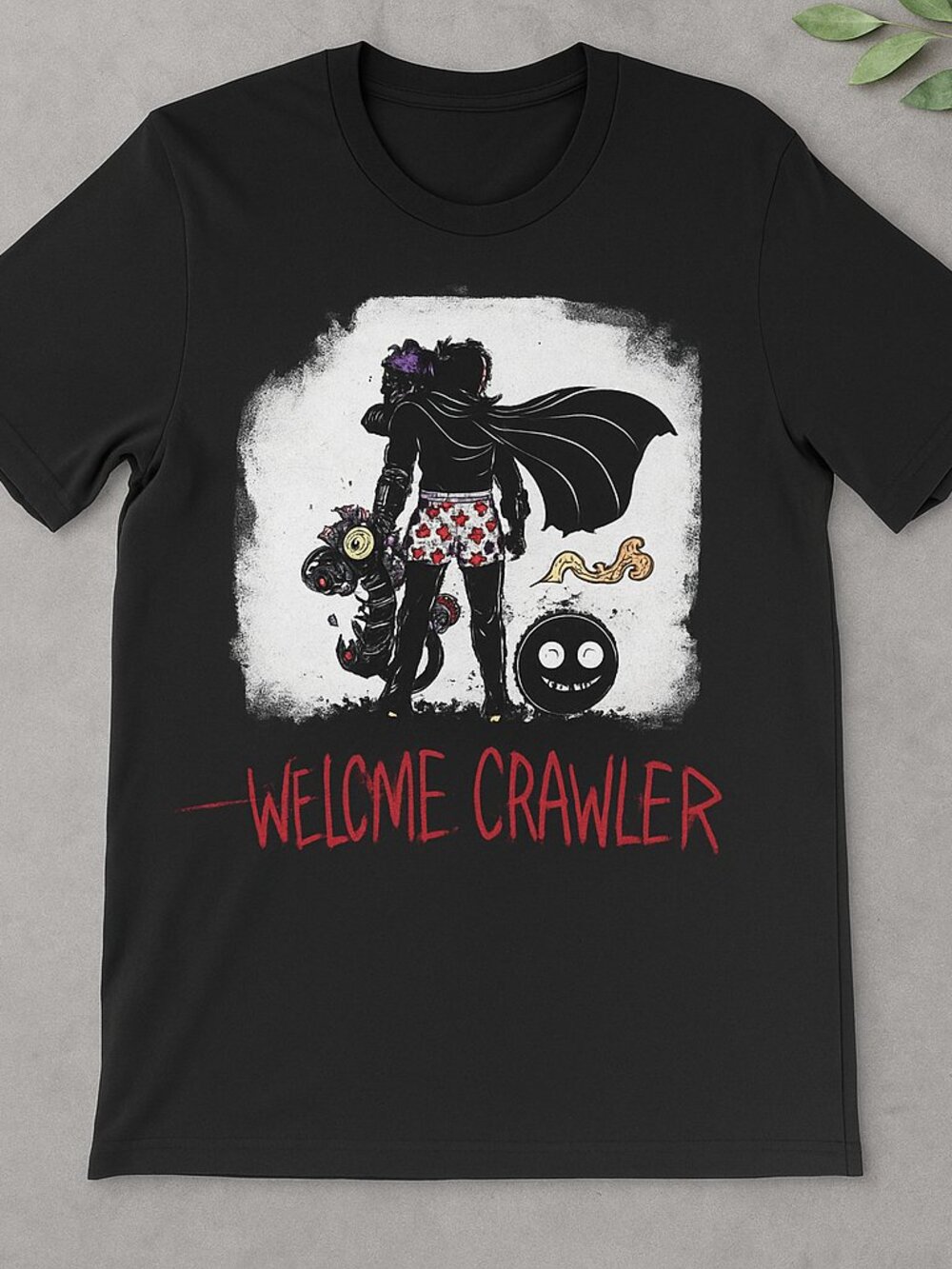 Welcome Crawler T-Shirt Spooky Monster Fantasy Graphic Tee Halloween Black